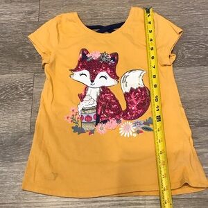 Isaac Mizrahi Girls Gold Yellow Cotton Tee with Pink Sequin Fox